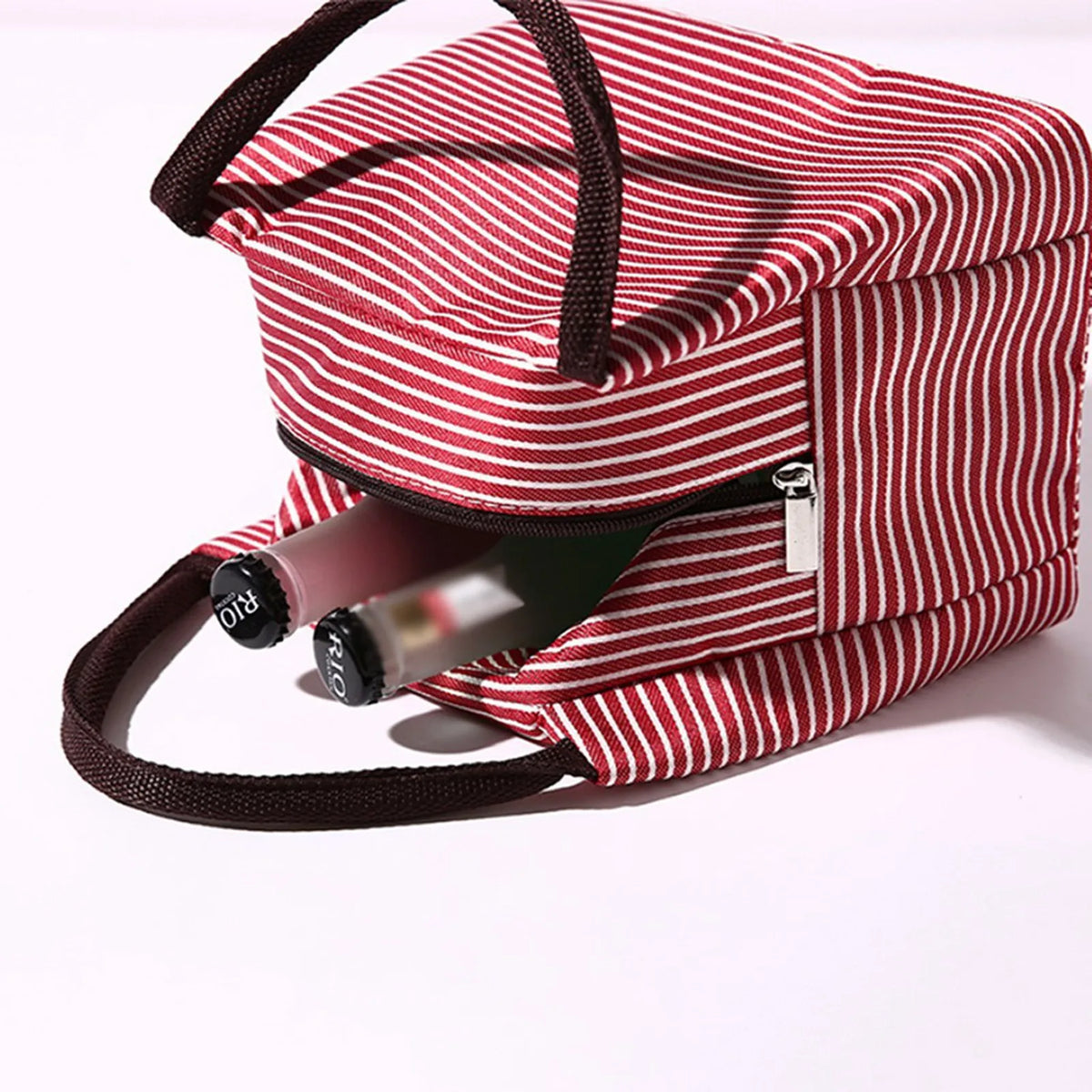 Large Insulated Lunch Bag Oxford Striped Cooler Tote Unisex