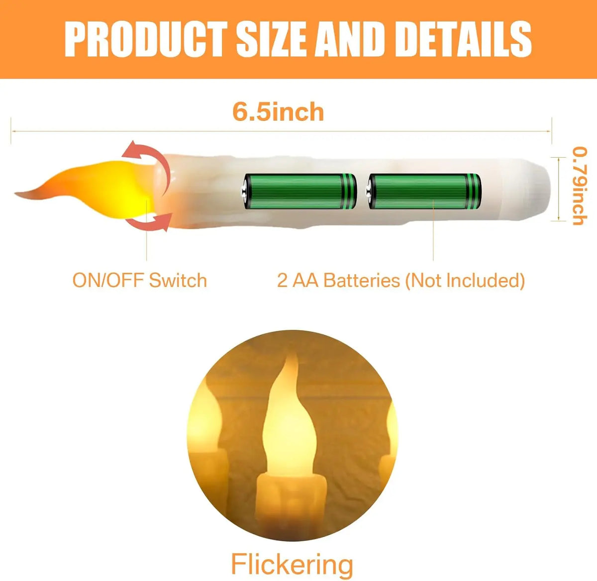 Flameless LED Taper Candles Battery Operated – Set of 6–36