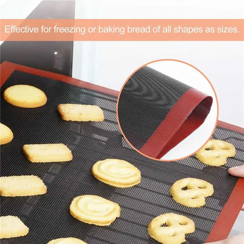 2-Pack Non-Stick Silicone Baking Mat – Perforated Mesh Oven Liner