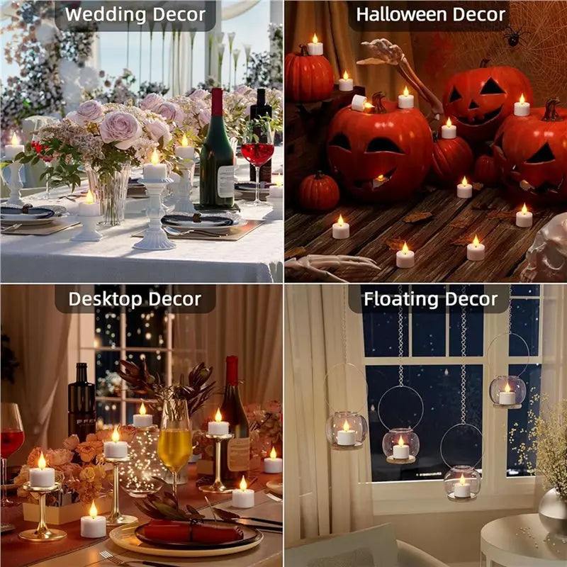 48-Pack Rechargeable LED Flameless Tea Light Candles & Remote