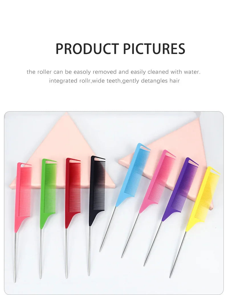 3-Piece Hair Styling Comb Set – Teasing, Rat Tail & Edge Brush