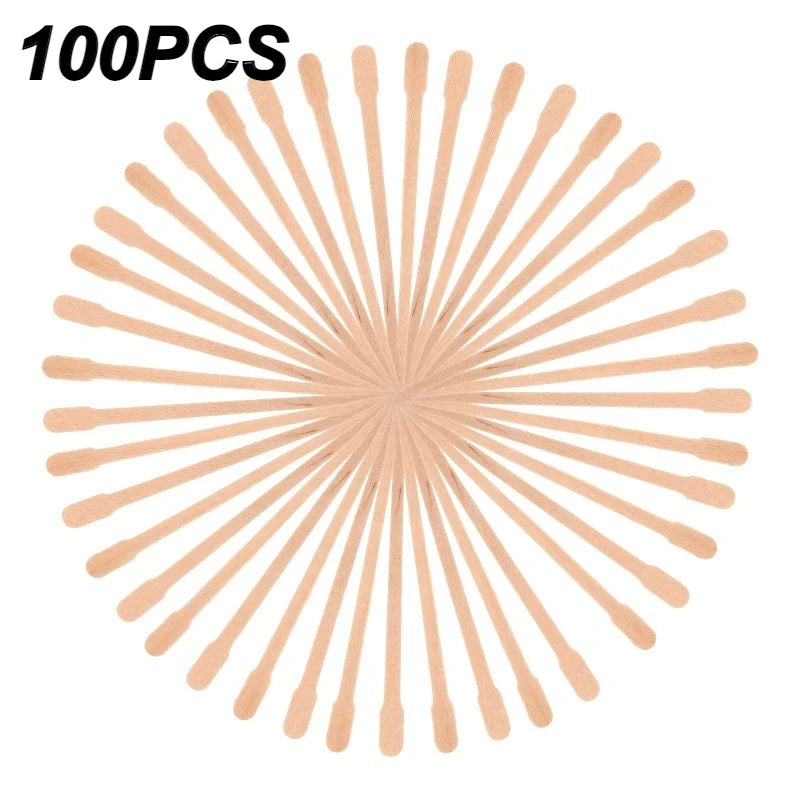 100PCS Disposable Wooden Wax Spatulas – Face & Eyebrow Waxing