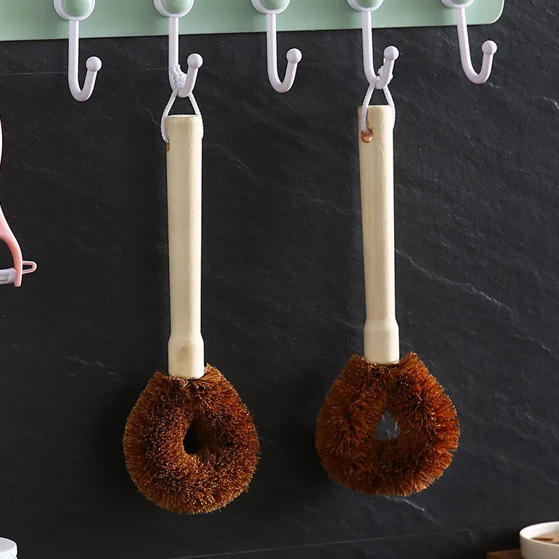 Eco Coconut Fiber Dish Brush – Bamboo Handle Kitchen Scrub