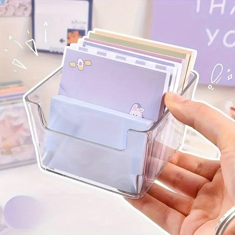 Transparent Notepad Storage Box – Desktop Memo Organizer
