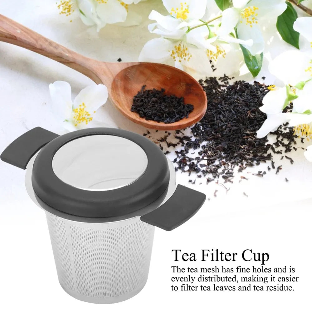 Stainless Steel Tea Infuser Cup with Fine Mesh & Silicone Lid