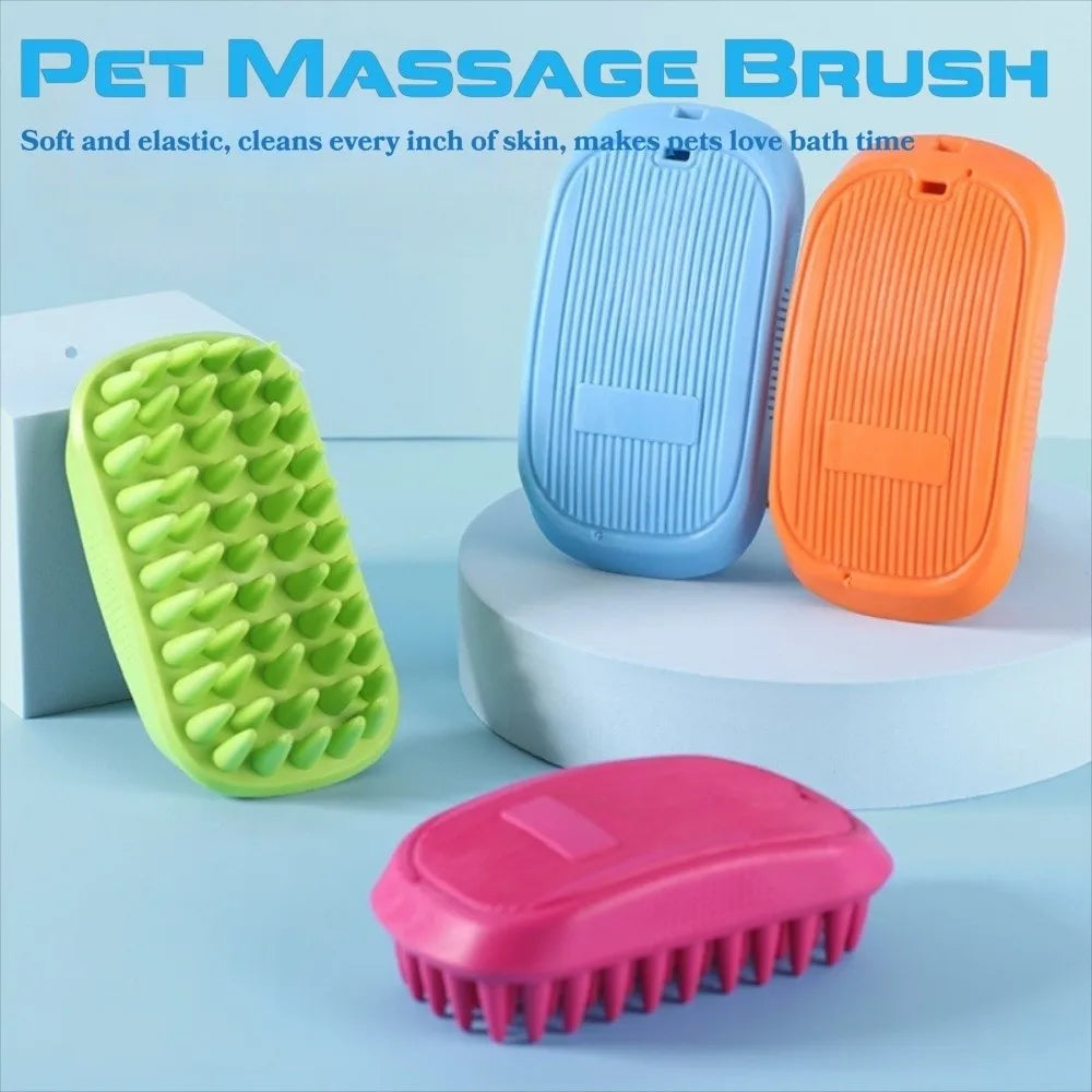 Silicone Pet Bath Brush – Dog & Cat Grooming Hair Removal