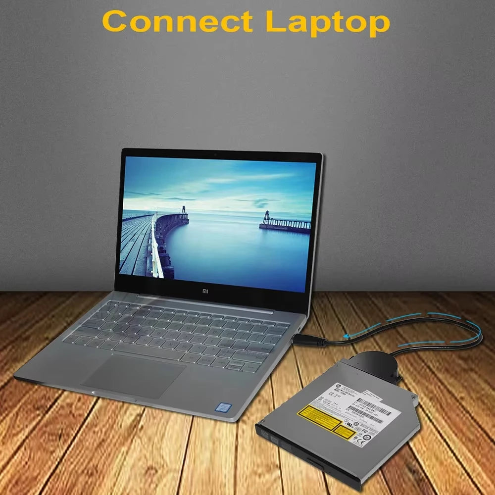 USB 2.0 SATA 13-Pin Optical Drive Adapter Cable for Laptop