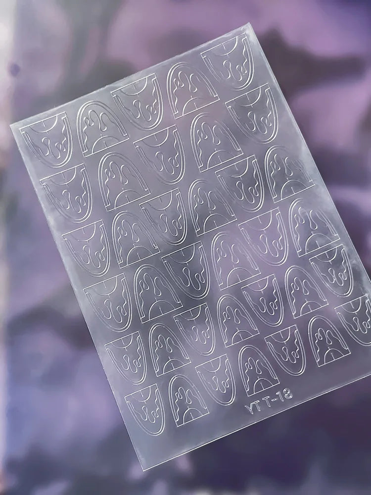 French Nail Art Stickers 3D Decals – Checkered & Heart Designs