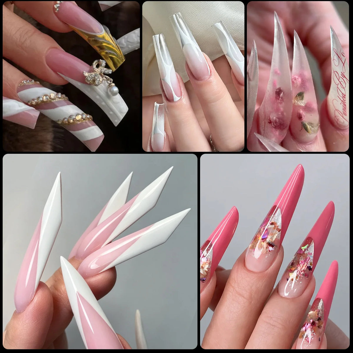 75Pcs Dual Nail Forms – 5 Shapes Poly Gel Extension Molds