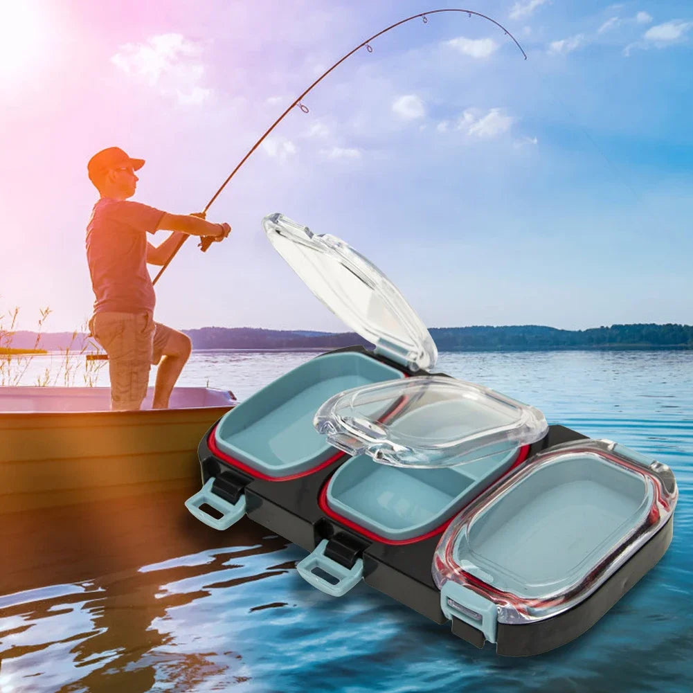 Magnetic Waterproof Fishing Tackle Box – 3 Grid Hook Storage