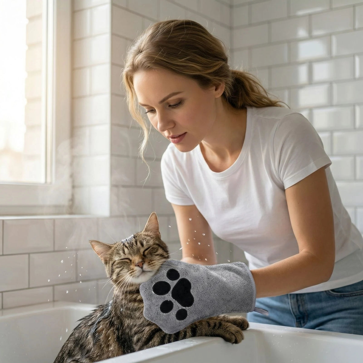 Pet Bathing Glove Towel – Quick-Dry Wash Mitt for Dogs & Cats