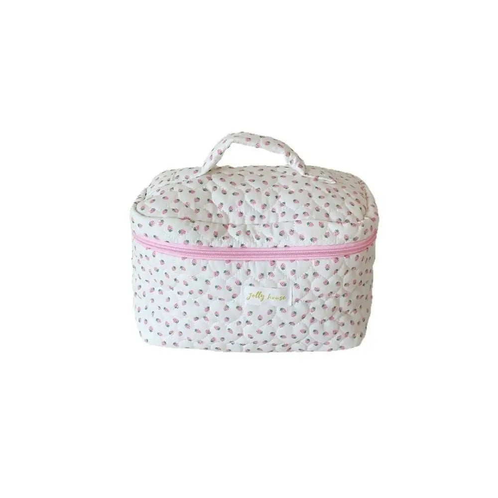 Cotton Strawberry Cosmetic Bag – Travel Makeup Organizer Pouch