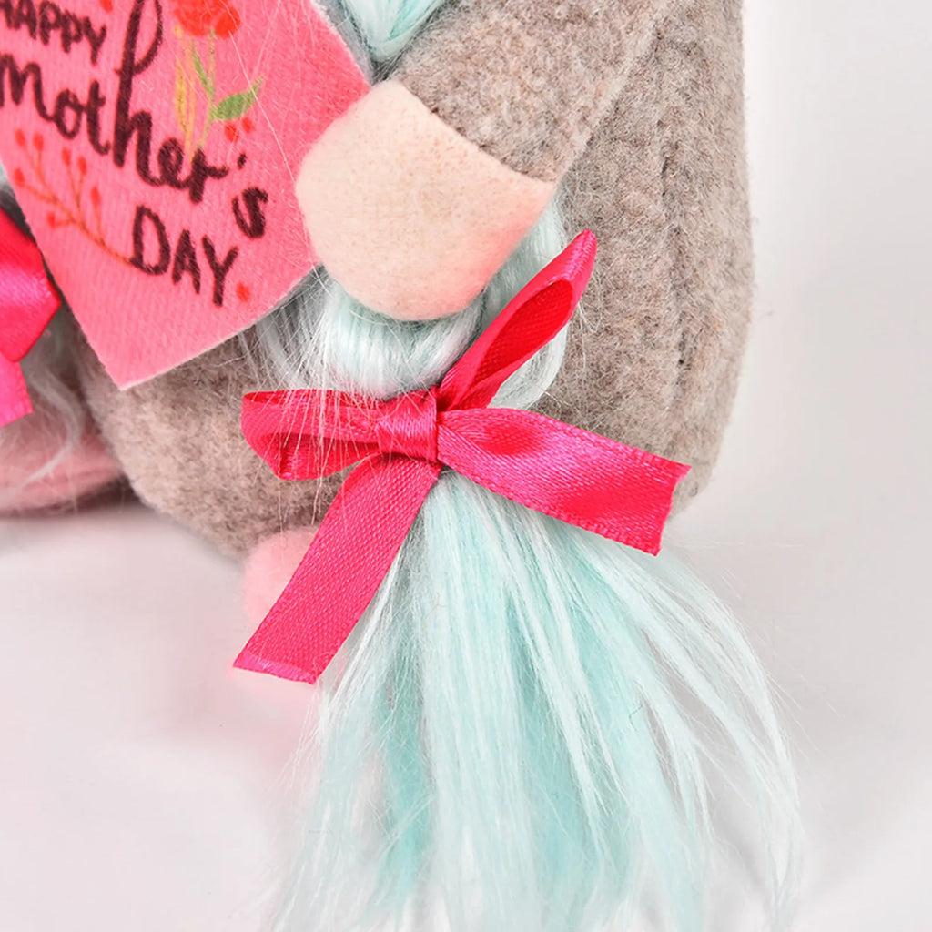 Handmade Gnome Figurine Set – Pink Rose Mother's Day Ornament