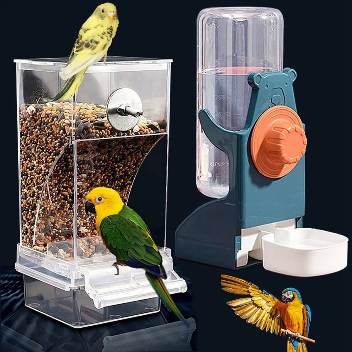 No Mess Bird Feeder & Water Dispenser Set – 4 Pack