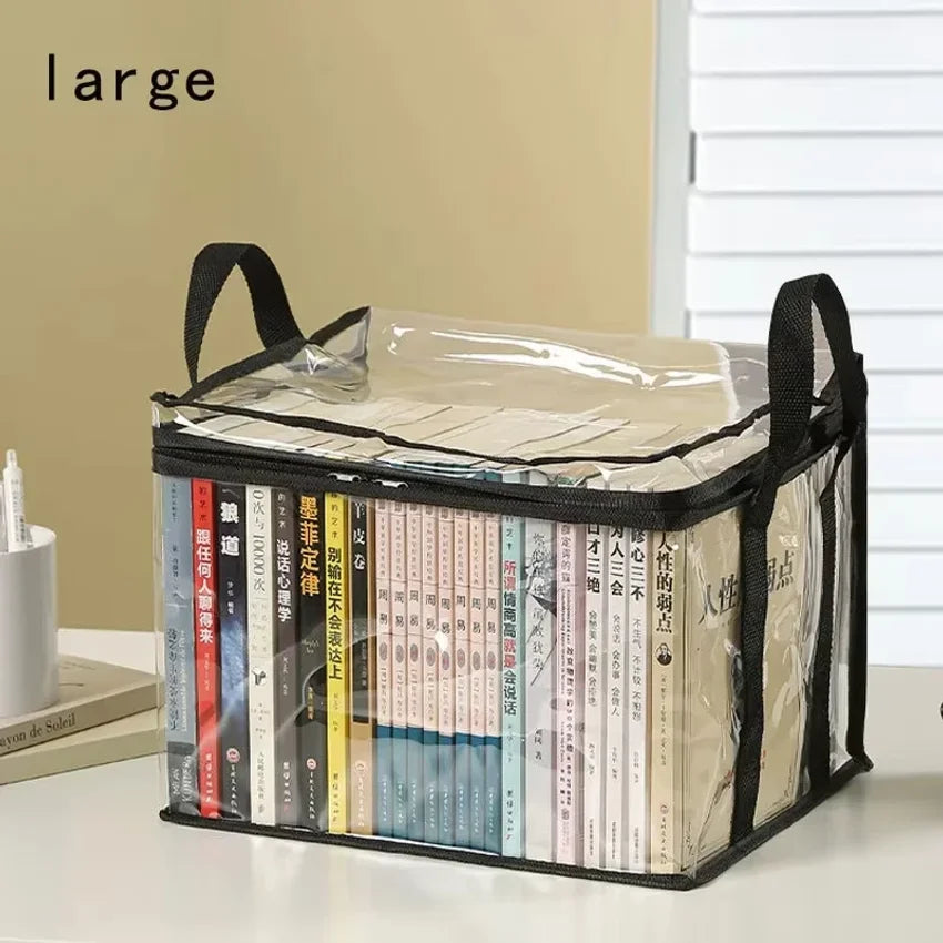 Foldable Transparent Book Storage Box – Waterproof Organizer