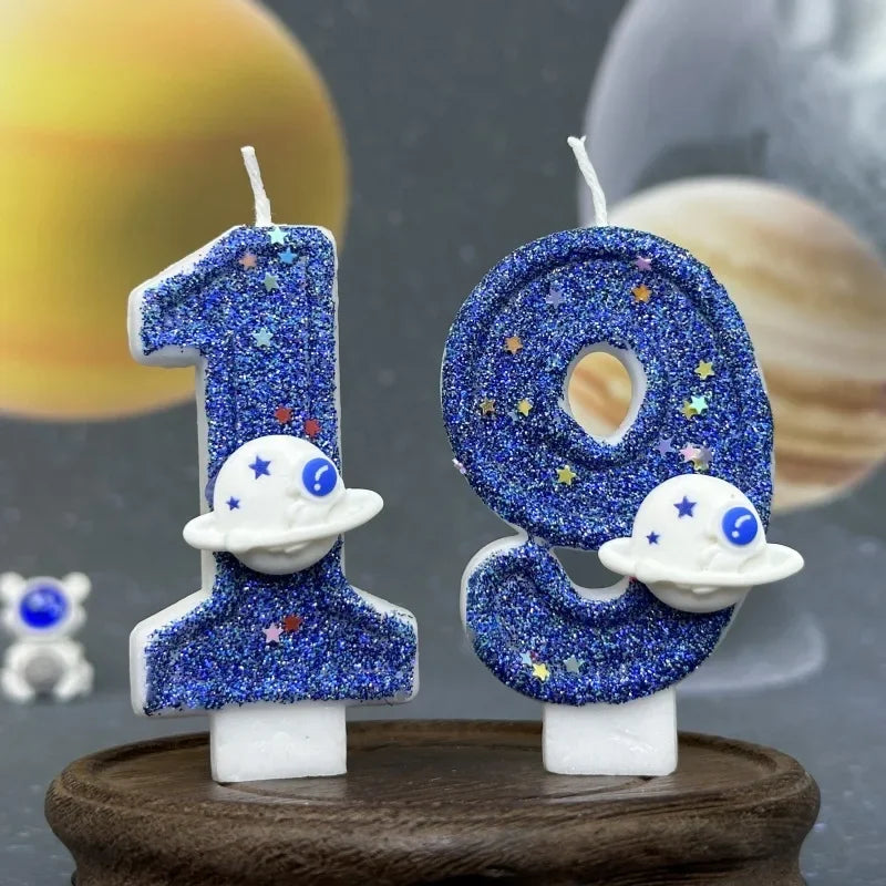 Number Birthday Candles Planet Universe Cake Topper