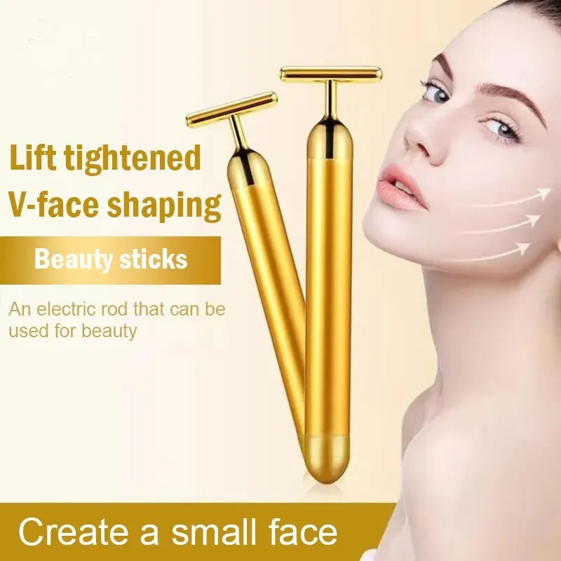24K Gold Vibrating Facial Beauty Bar – Firming Roller Massager