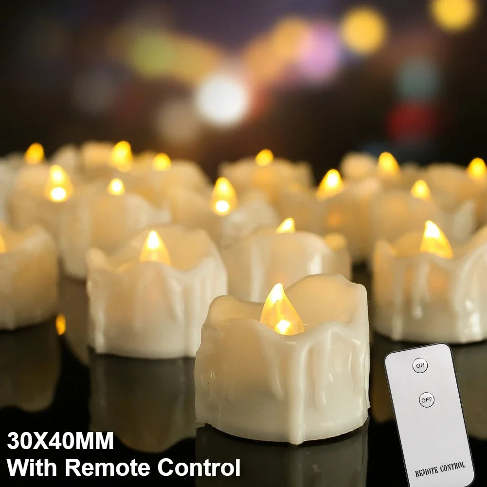 LED Flameless Tea Light Candles – Flickering Battery Operated 12/24 Pack