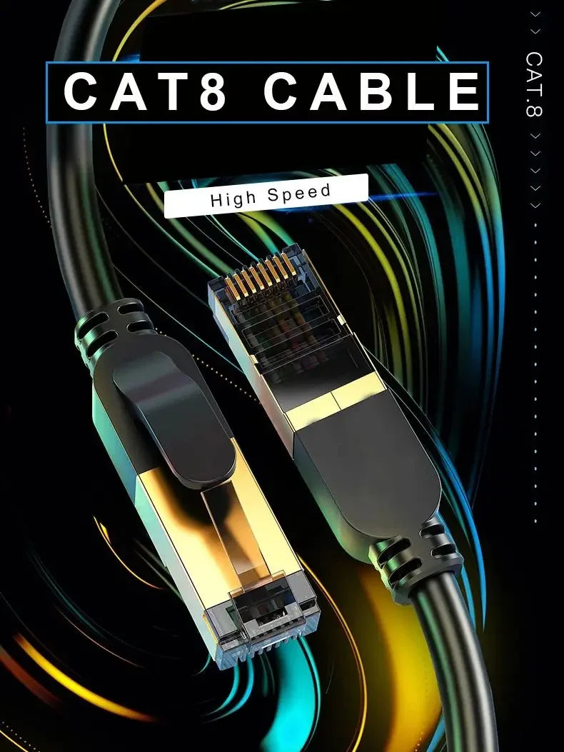 Cat 8 Ethernet Cable 40Gbps 2000MHz RJ45 LAN Patch Cord