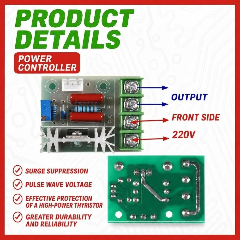 220V 2000W SCR Voltage Regulator with Remote – AC Dimmer