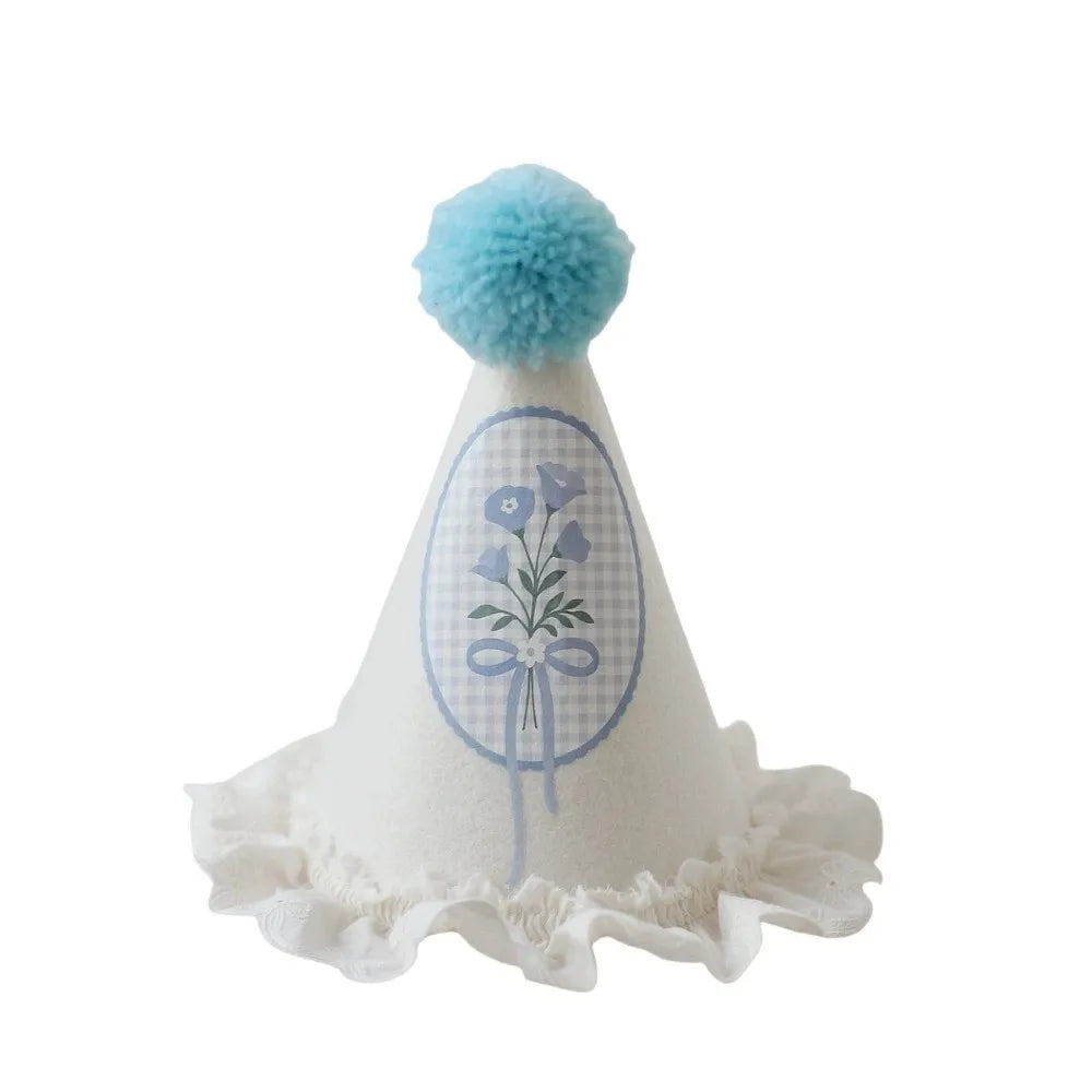 Princess Birthday Hat – Lace Wool Ball Photo Prop Cap