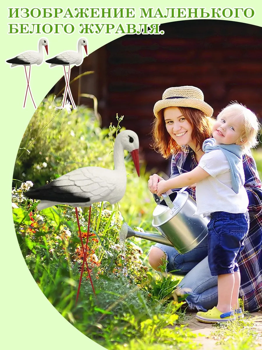 White Crane Resin Garden Statue – Pond & Rockery Decor
