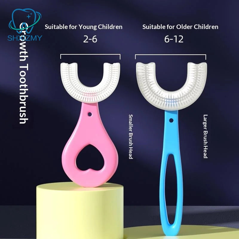Kids U-Shaped Silicone Toothbrush – Ages 2–12, BPA-Free