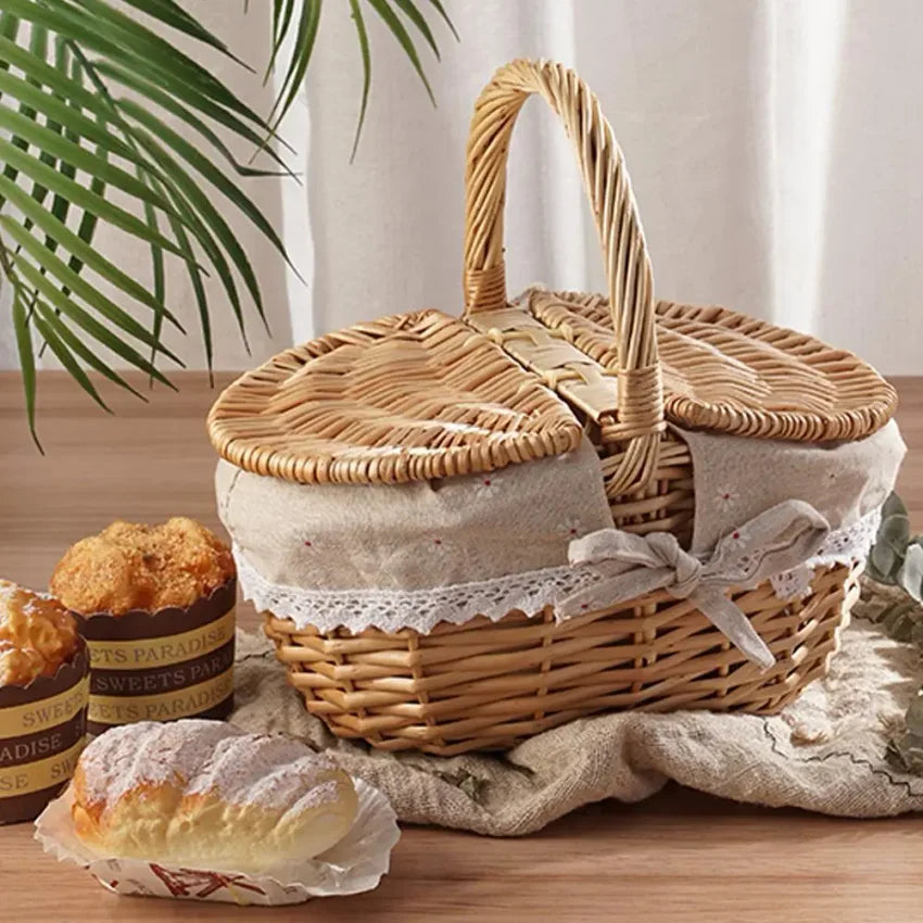 Handmade Wicker Picnic Basket with Handle – Willow Hamper
