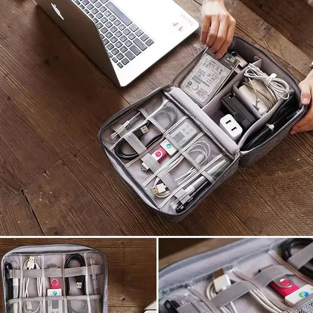 EGYAL Waterproof Travel Cable Organizer Bag | USB & Charger