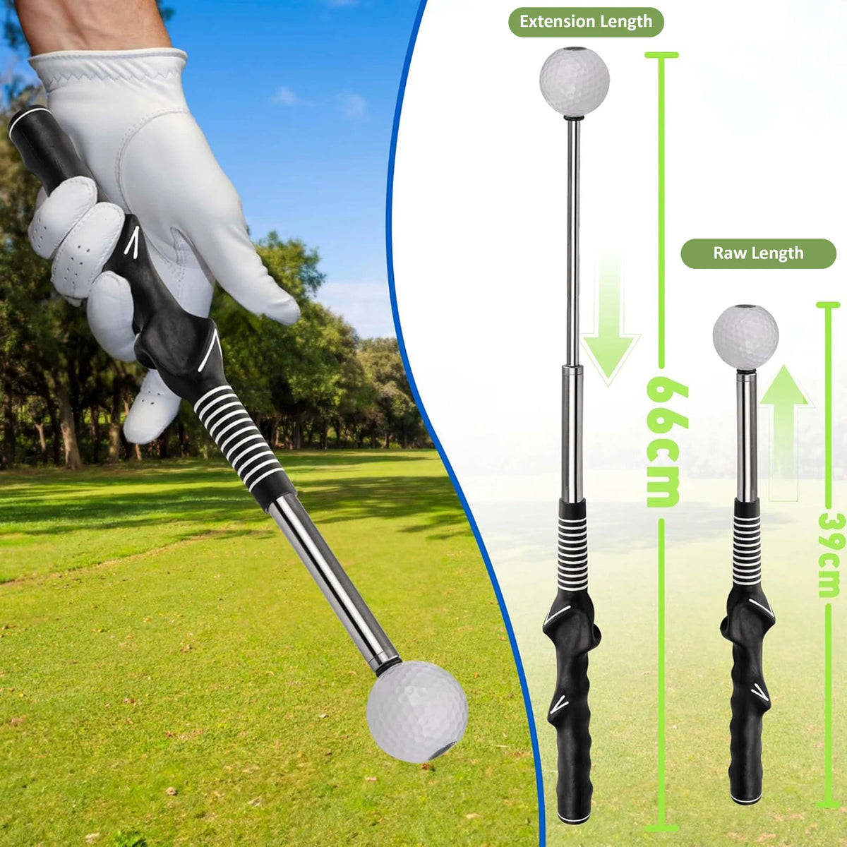 Retractable Golf Swing Trainer – Click Feedback Grip Aid | VIBE