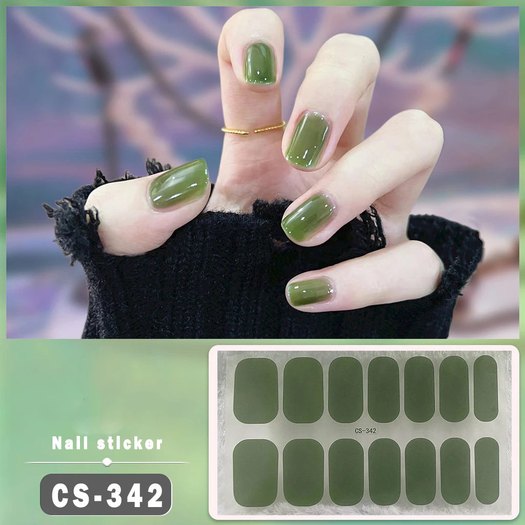 Solid Color Self-Adhesive Gel Nail Art Stickers & Decals