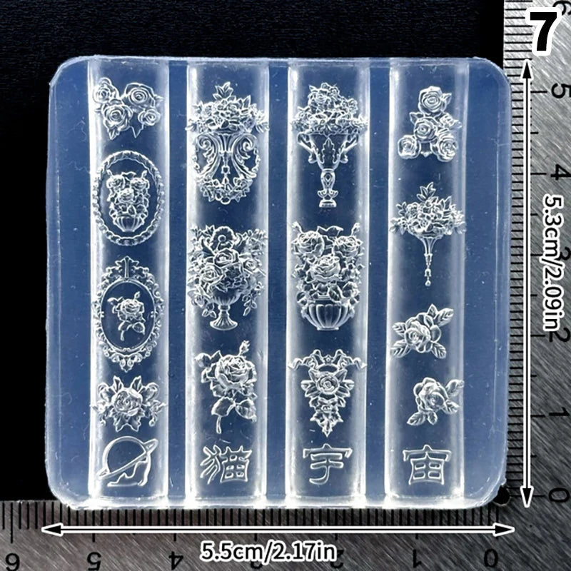 3D Silicone Nail Art Carving Mold – Monstera Leaf & Bird