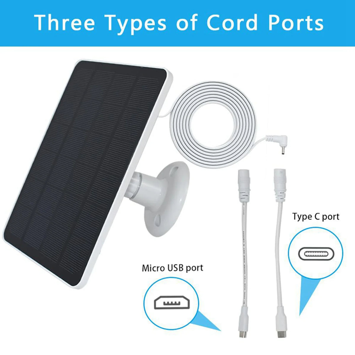 5W Waterproof Solar Panel 5-Pack for Outdoor Security Cameras