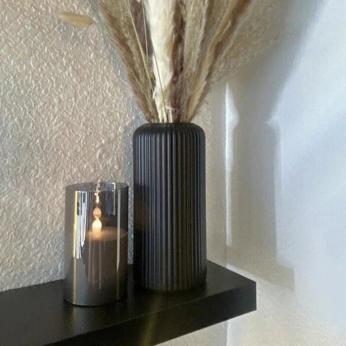 Striped Ceramic-Look Plastic Bud Vase for Floral Décor