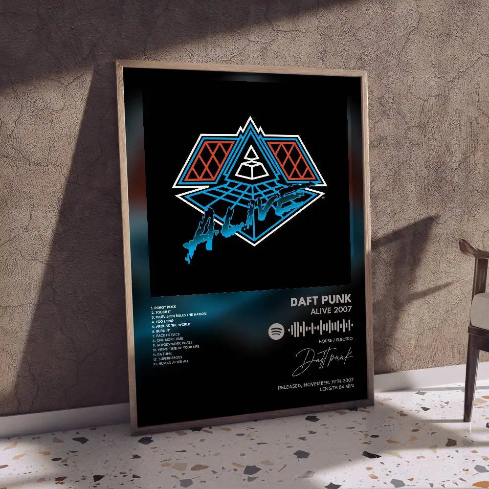 Daft Punk Self-Adhesive Waterproof Art Poster Wall Sticker