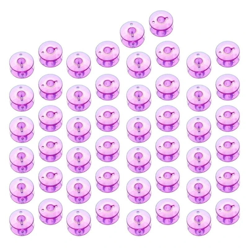 50-Pack Translucent Plastic Bobbins for Sewing & Embroidery