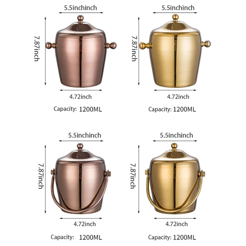 Double Layer Stainless Steel Ice Bucket – Wine & Champagne Cooler