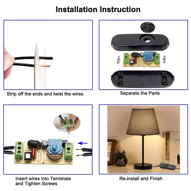 2-Pack Rotary Inline Dimmer Switch – LED & Incandescent Lamps