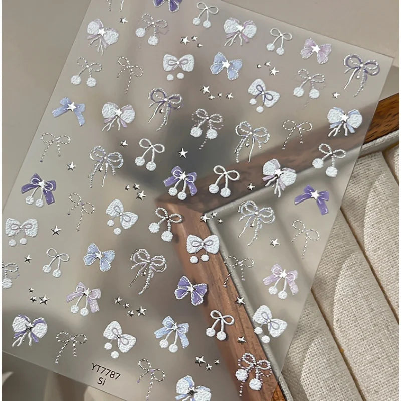 Winter Nail Stickers – Red Bow & Gold Star DIY Decals