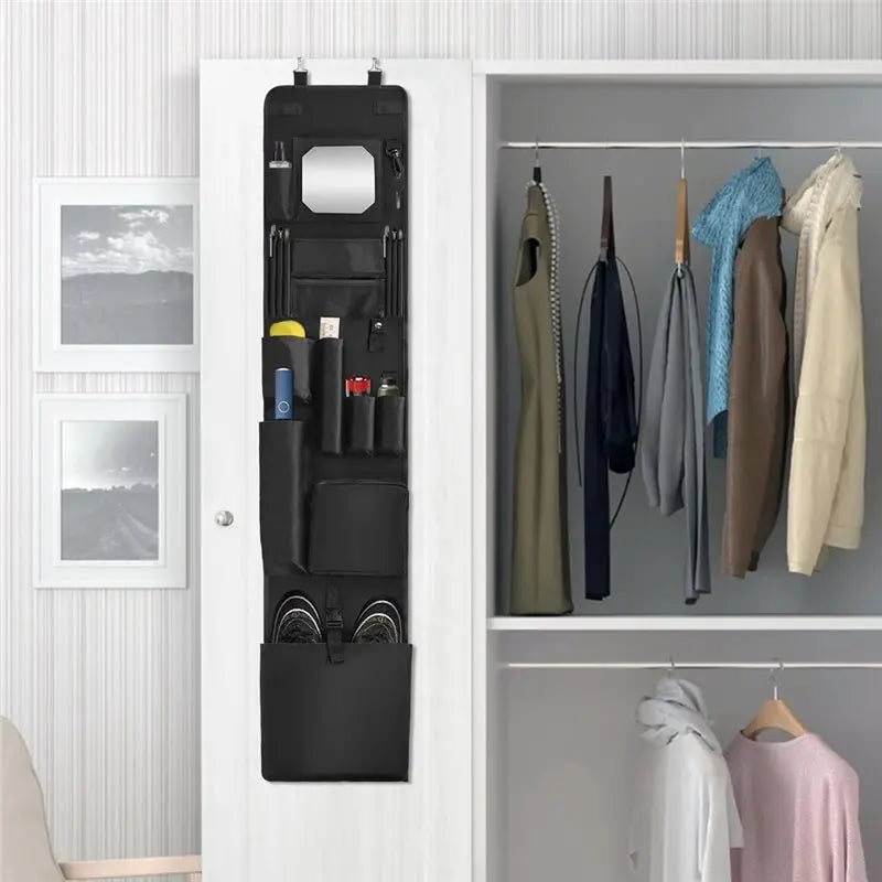 2-Pack Hanging Locker Organizer with Mirror & 6 Pockets