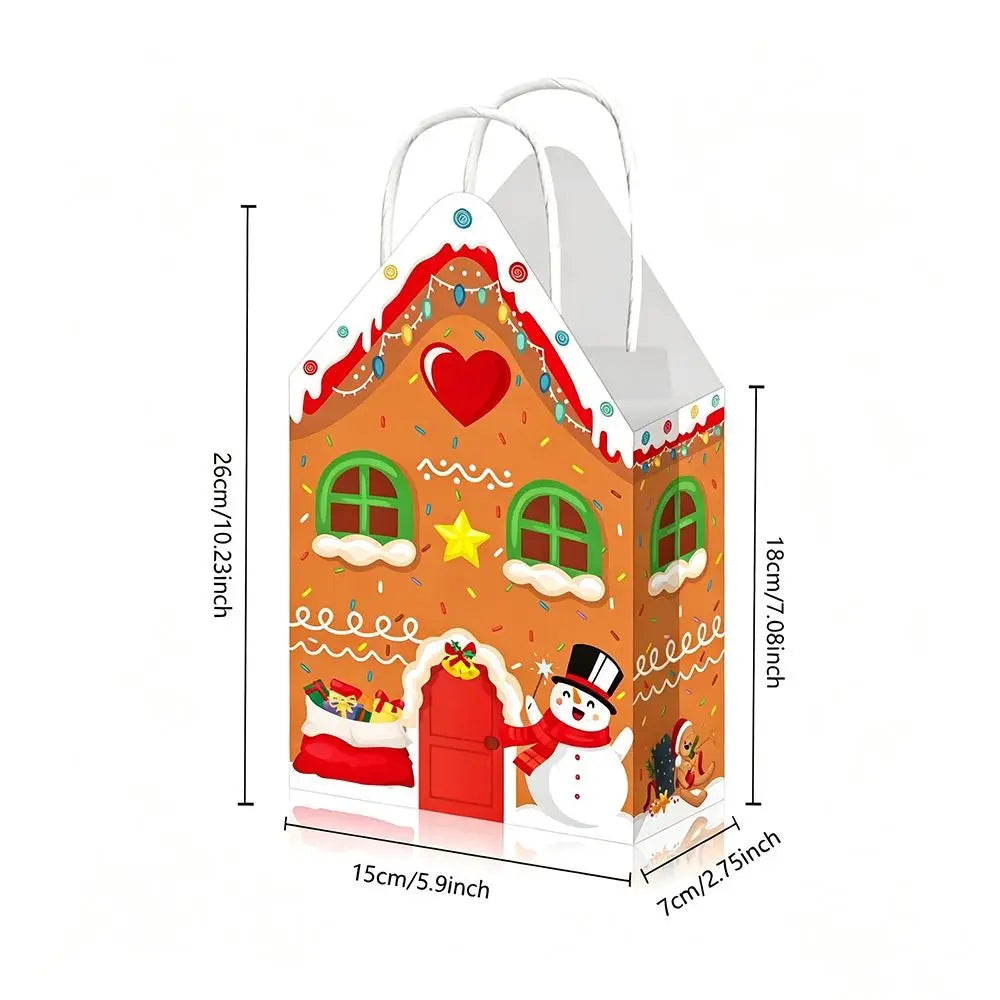 12-Pack Christmas Kraft Paper Gift Bags with Handles – Santa