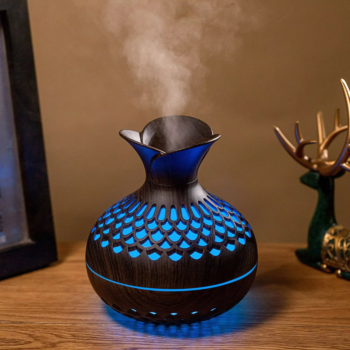 Wood Grain Mini USB Ultrasonic Humidifier & Aroma Diffuser 300ml