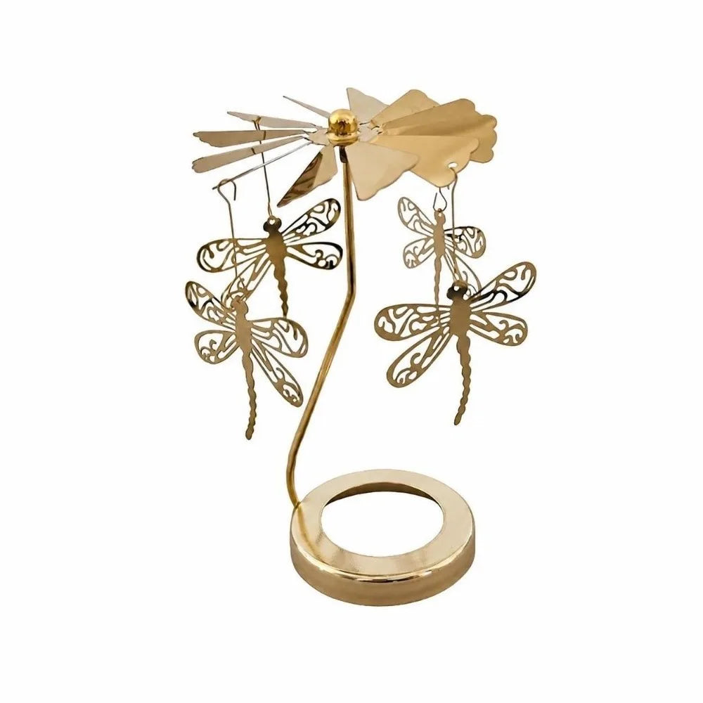Gold Metal Rotating Candle Holder Carousel Spinner Topper