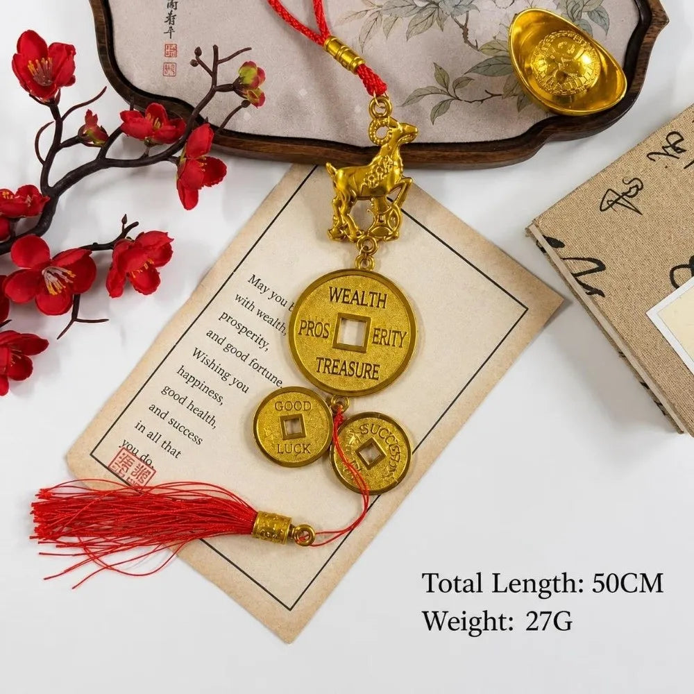 2027 Sheep Zodiac Chinese New Year Hanging Ornament Red Tassel