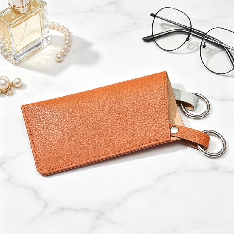 PU Leather Glasses Pouch – Anti-Scratch Sleeve with Key Ring
