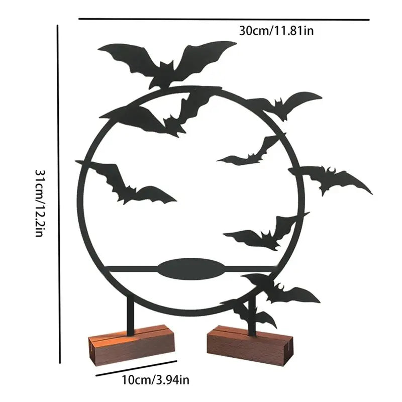 Gothic Bat Halloween Candlestick Holder – Iron Art Table Decor