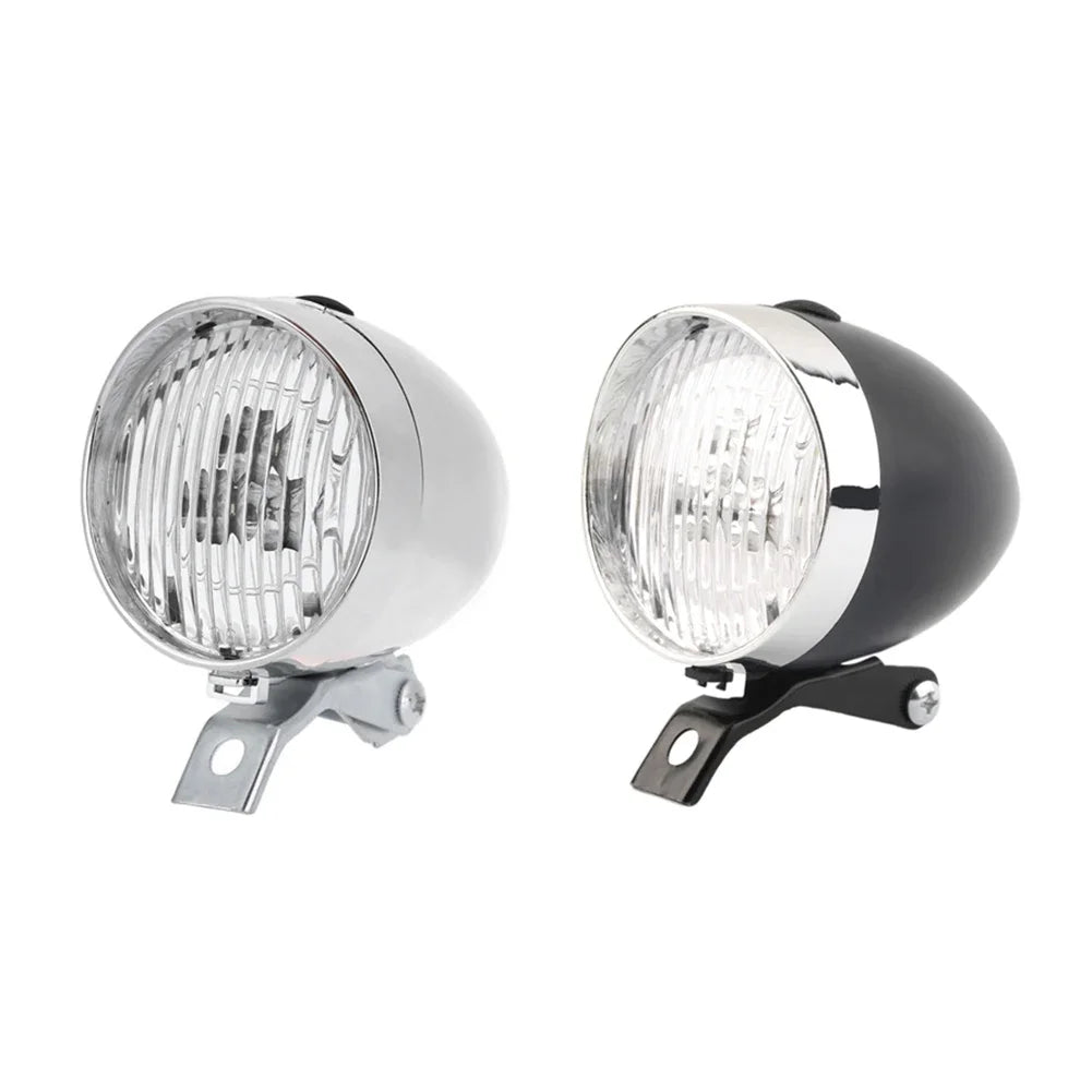 Retro 3 LED Battery Bike Headlight – IPX6 Safety Warning Lamp
