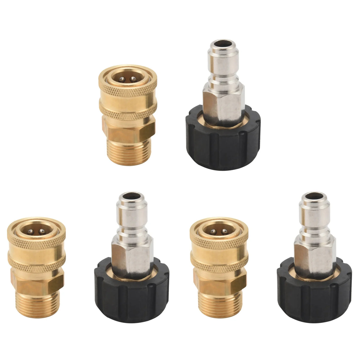 M22 15mm Pressure Washer Adapter Set 6-Pack Quick Connect 5000 PSI