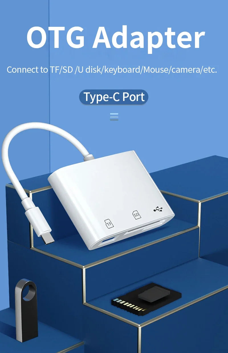 USB-C 3-in-1 SD TF Card Reader OTG Adapter for MacBook