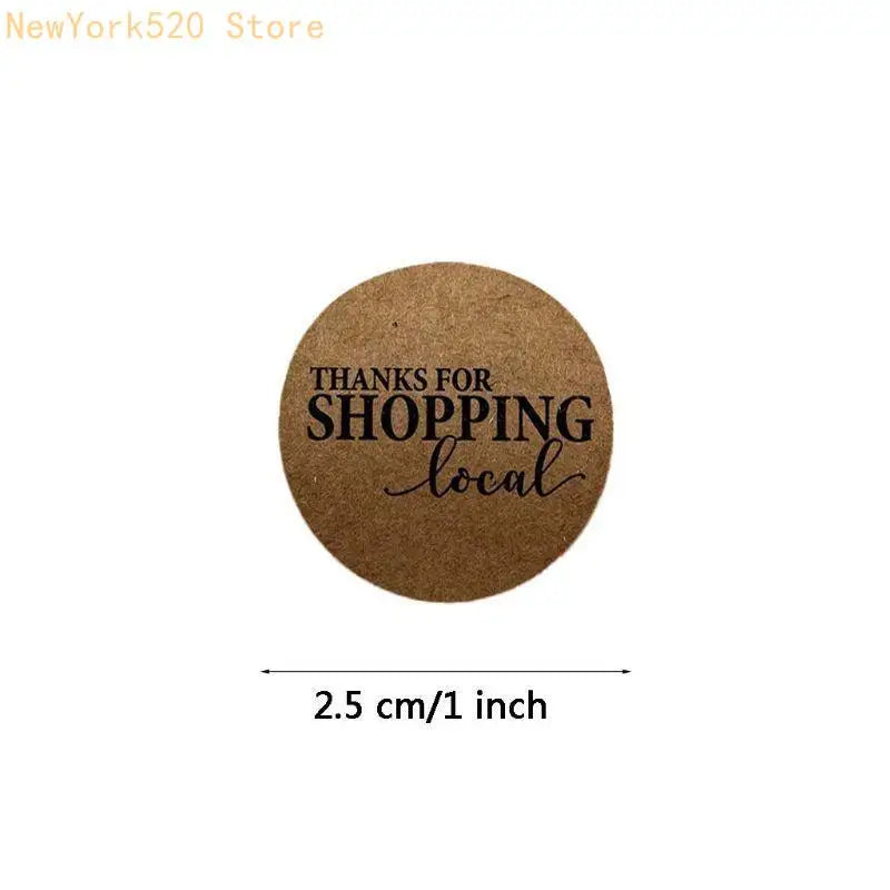 500 Kraft Paper "Thanks for Shopping Local" Round Stickers